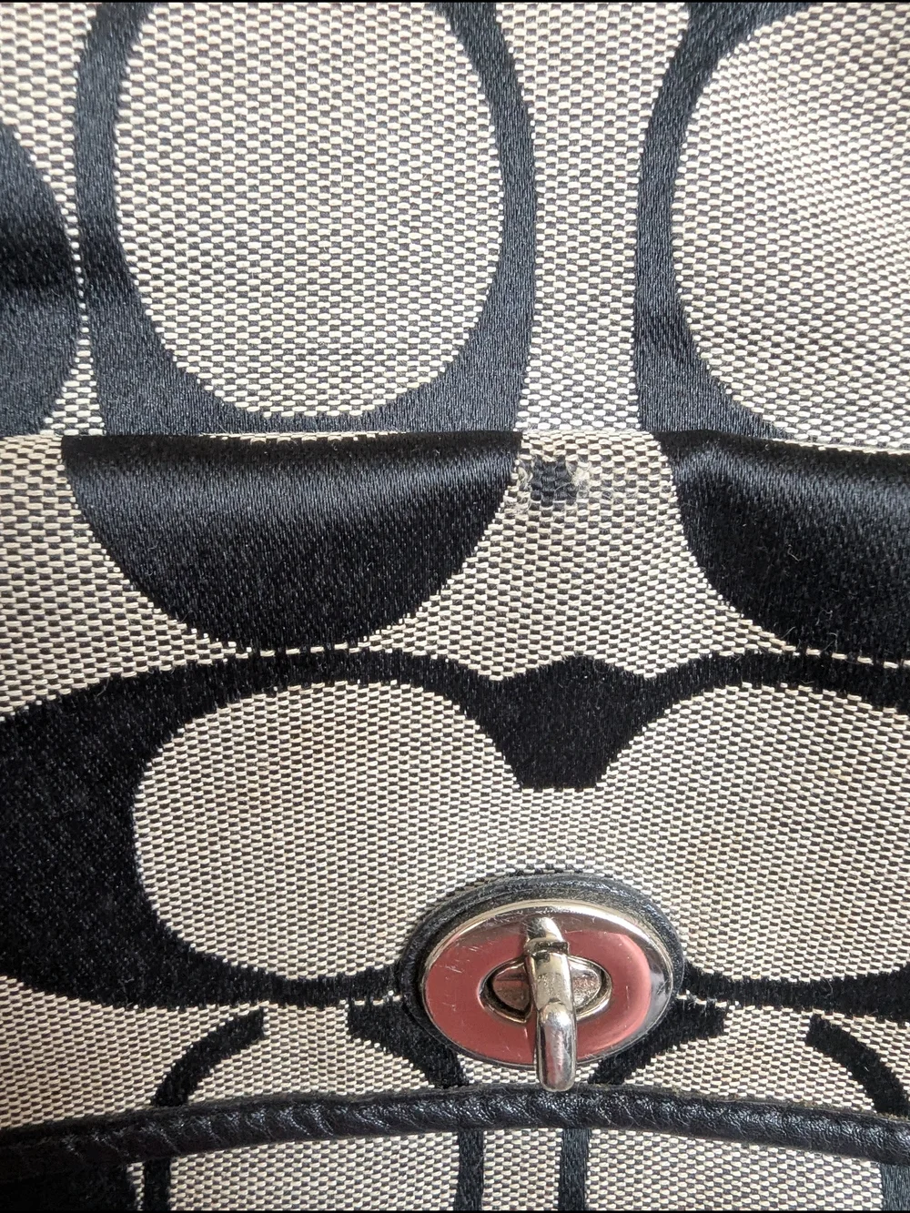 Coach Khaki and Black Signature Canvas Hobo with Tassel